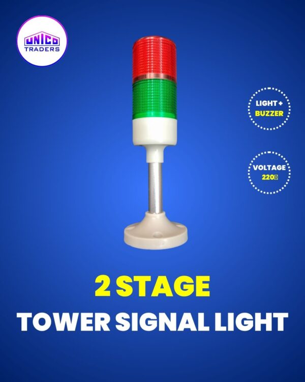 2 Stage Tower Signal Light with Buzzer 220V | Industrial LED Warning Light