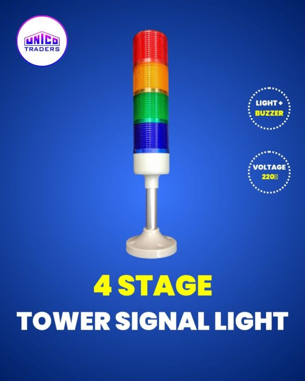 4 Stage Tower Signal Light with Buzzer 220V | Industrial LED Warning Light